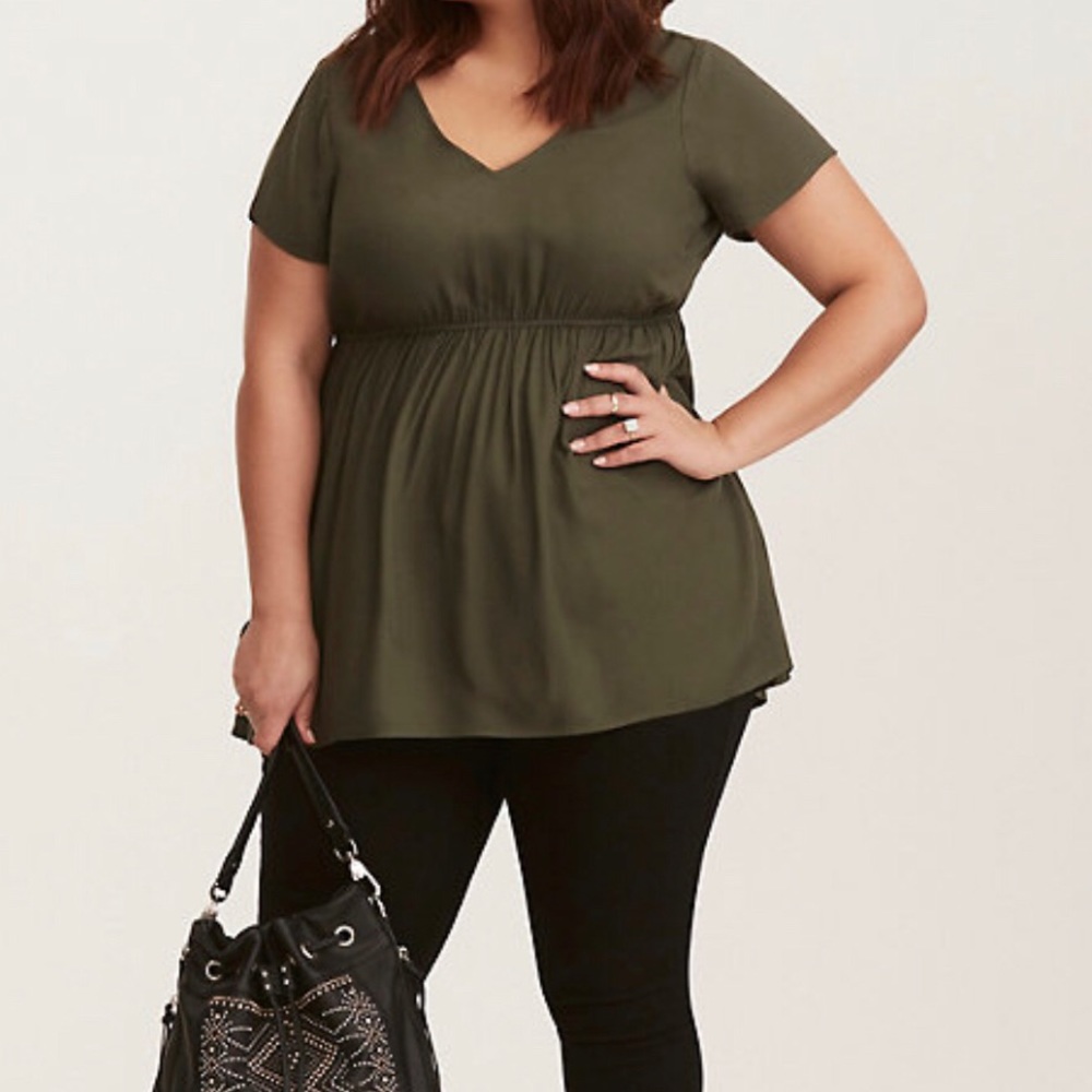 Olive green twill crossback top